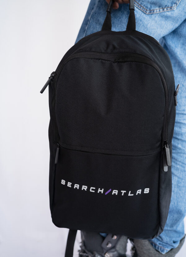 Affordable Search Atlas store backpack ideal for daily use, travel, or school, featuring a sleek design with the Search Atlas logo for a professional look.
