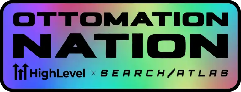 Ottomation Nation logo with bold black text on a multicolor gradient background, promoting search and data automation tools.