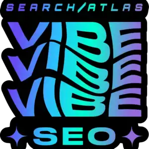 Vibe logo featuring neon colors and modern design for Search Atlas' SEO store.